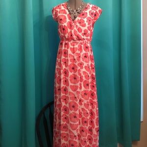 Pink Floral Maternity Maxi Dress